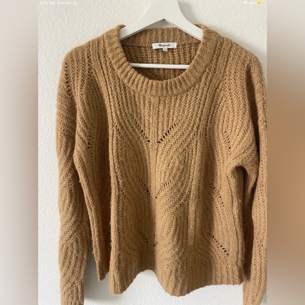 Madewell Charley Pullover Sweater Alpaca Blend Medium Pointelle MC006‎